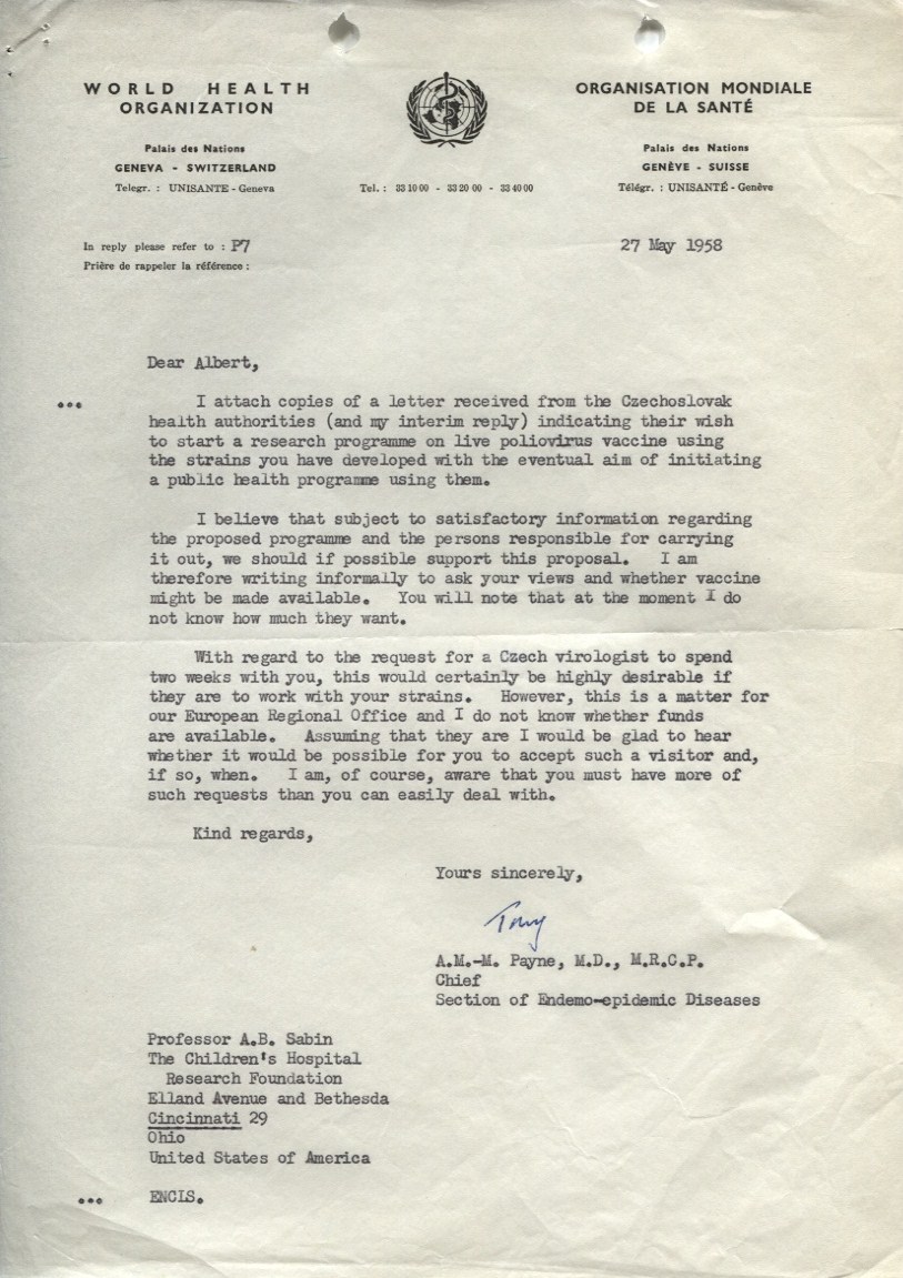 Sabin letter from Payne